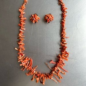 Vintage Bermuda Branch Coral Necklace and Earrings